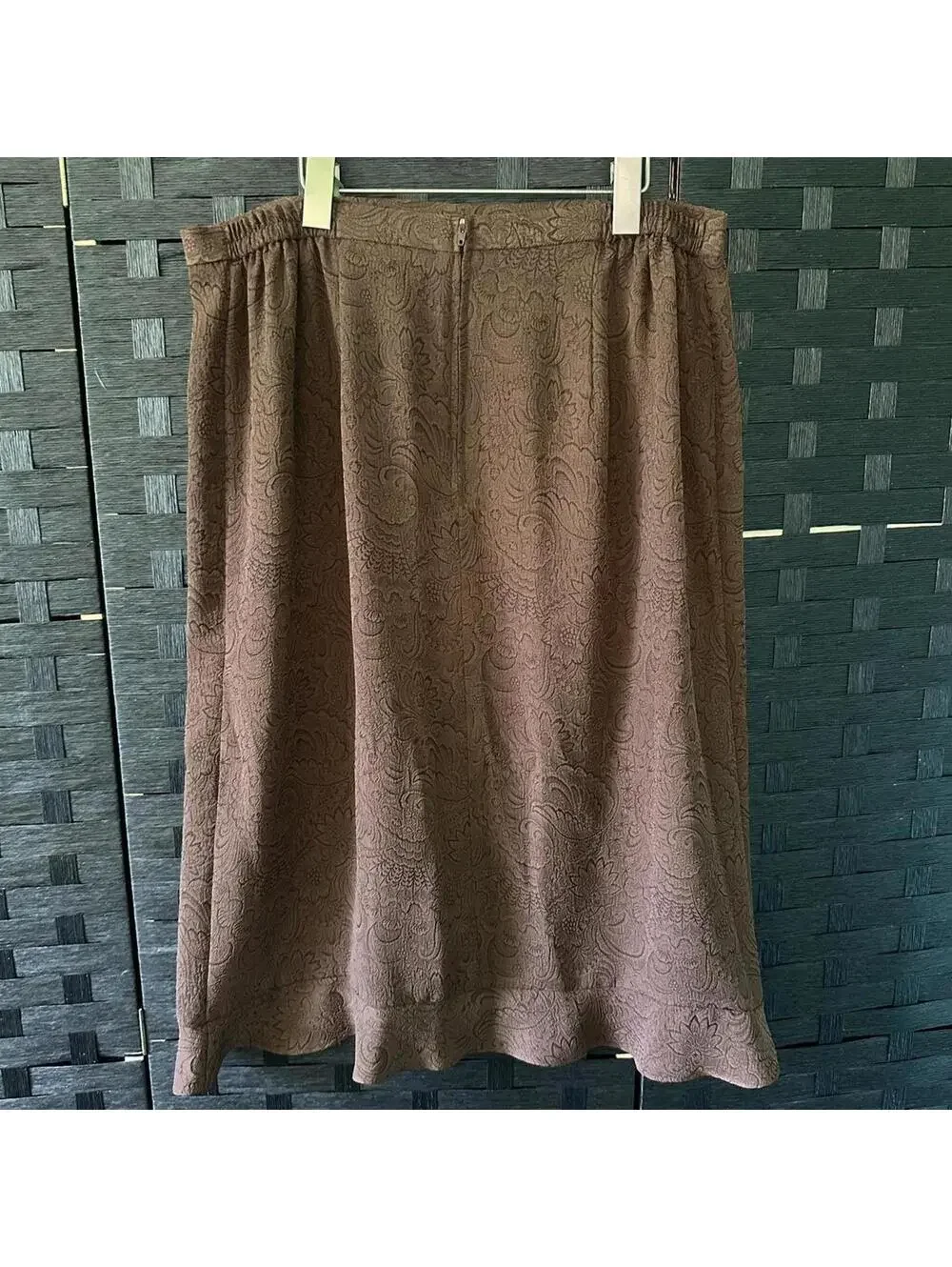 Vintage Brown Paisley Midi Skirt | Size 14P